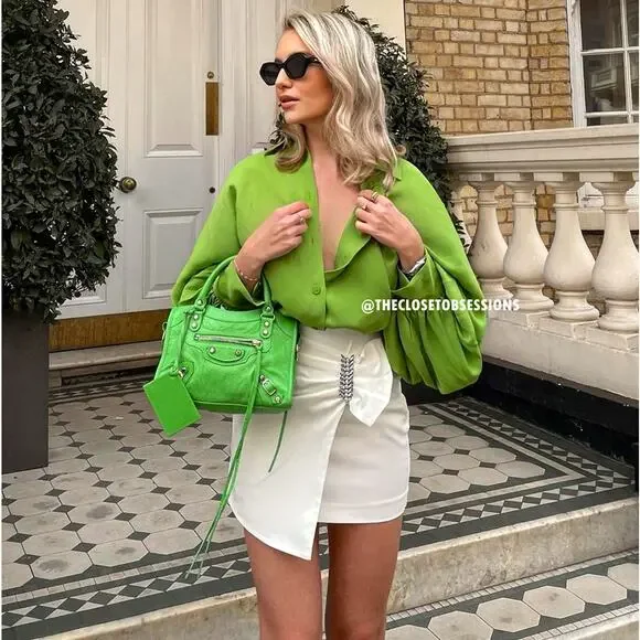 ZARA High-Waisted Oyster White Mini Skirt NWT Pearl Buckle M - Picture 2 of 16